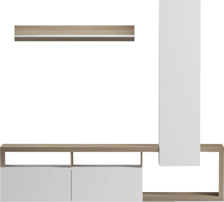 Set për dhomë dite Leganto, ngjyrë sonoma dhe e bardhë, 220.5x35x197.5cm