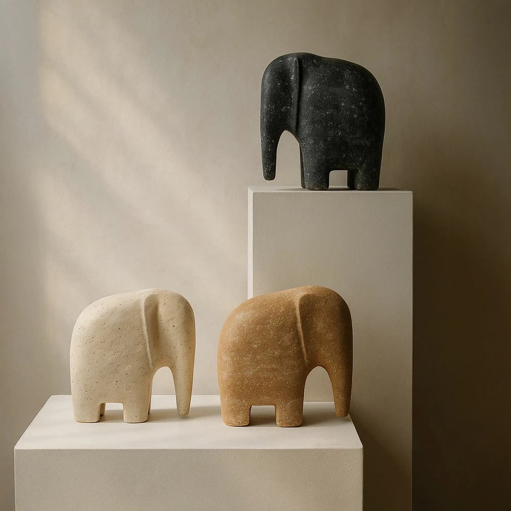 Elefant dekorativ, ngjyrë mjaltë e bardhë, 16.5x9x18cm