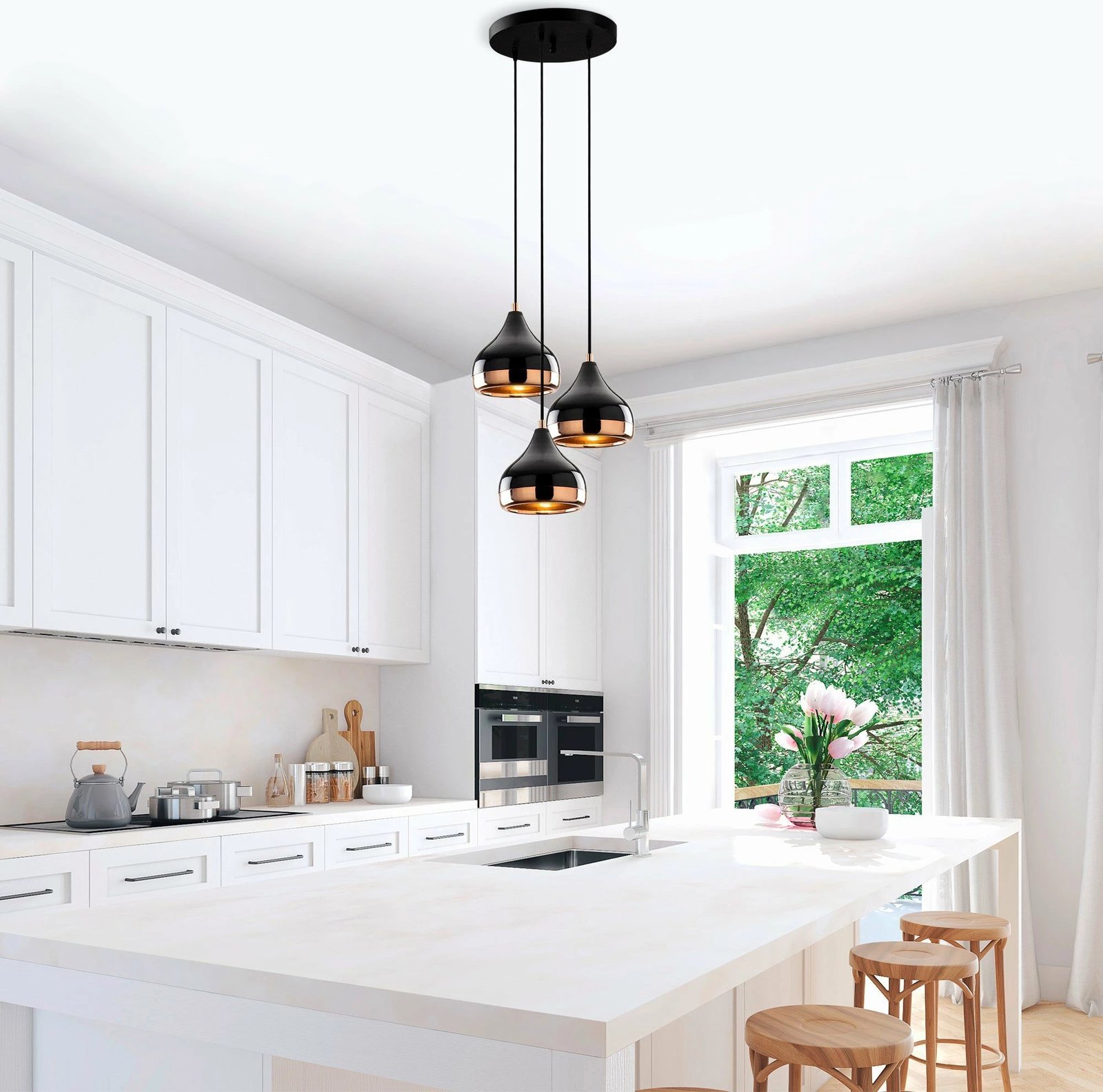 Llambë tavani Opviq, Yıldo - 6871 - LW, metalike, e zezë dhe bakri