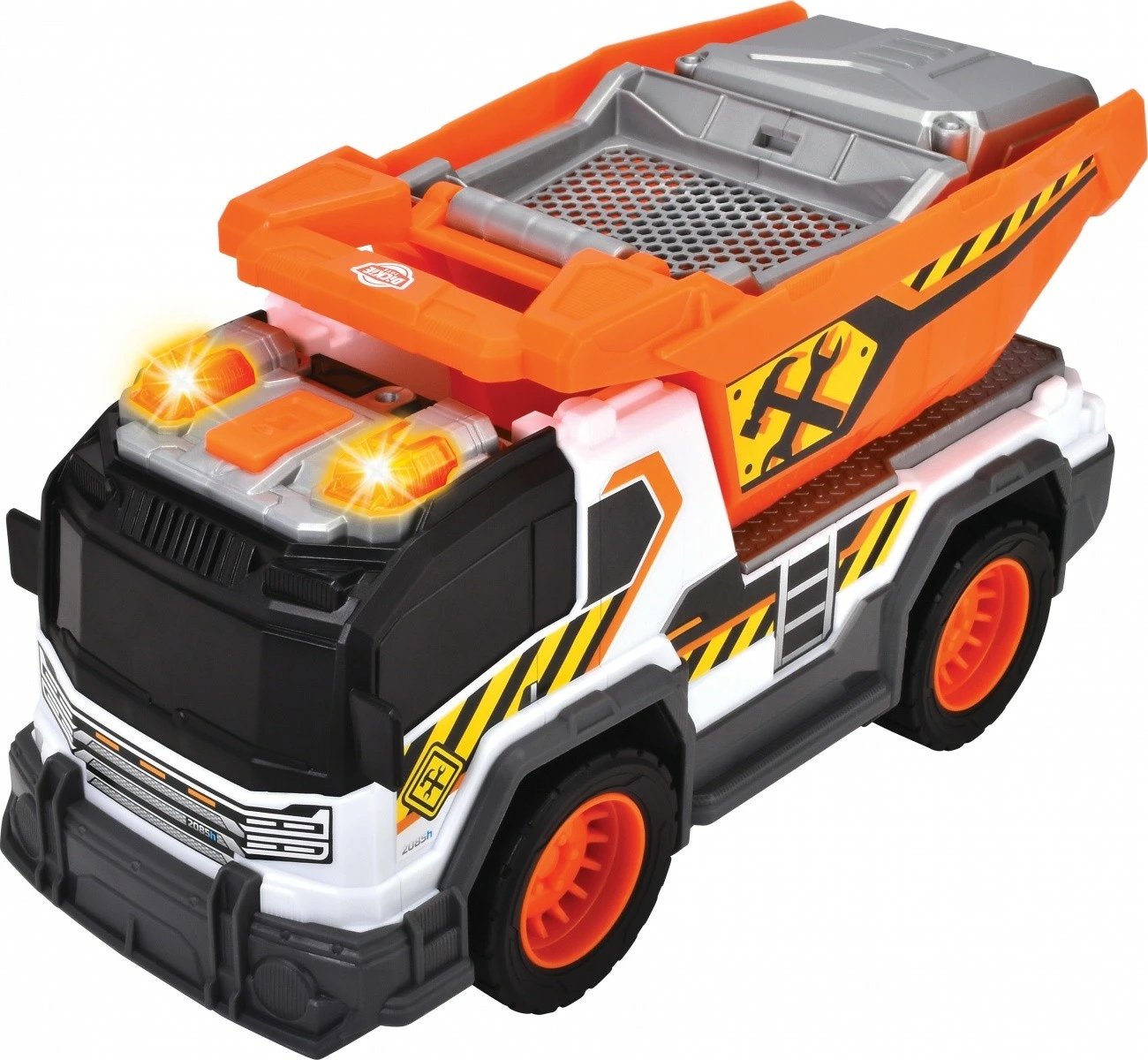 Kamion lodër Dickie A.S. Dump Truck 30 cm, me dritë e zë, portokalli/zi/gri/bardhë Kamion lodër Dickie A.S. Dump Truck 30 cm, me dritë e zë, portokalli/zi/gri/bardhë