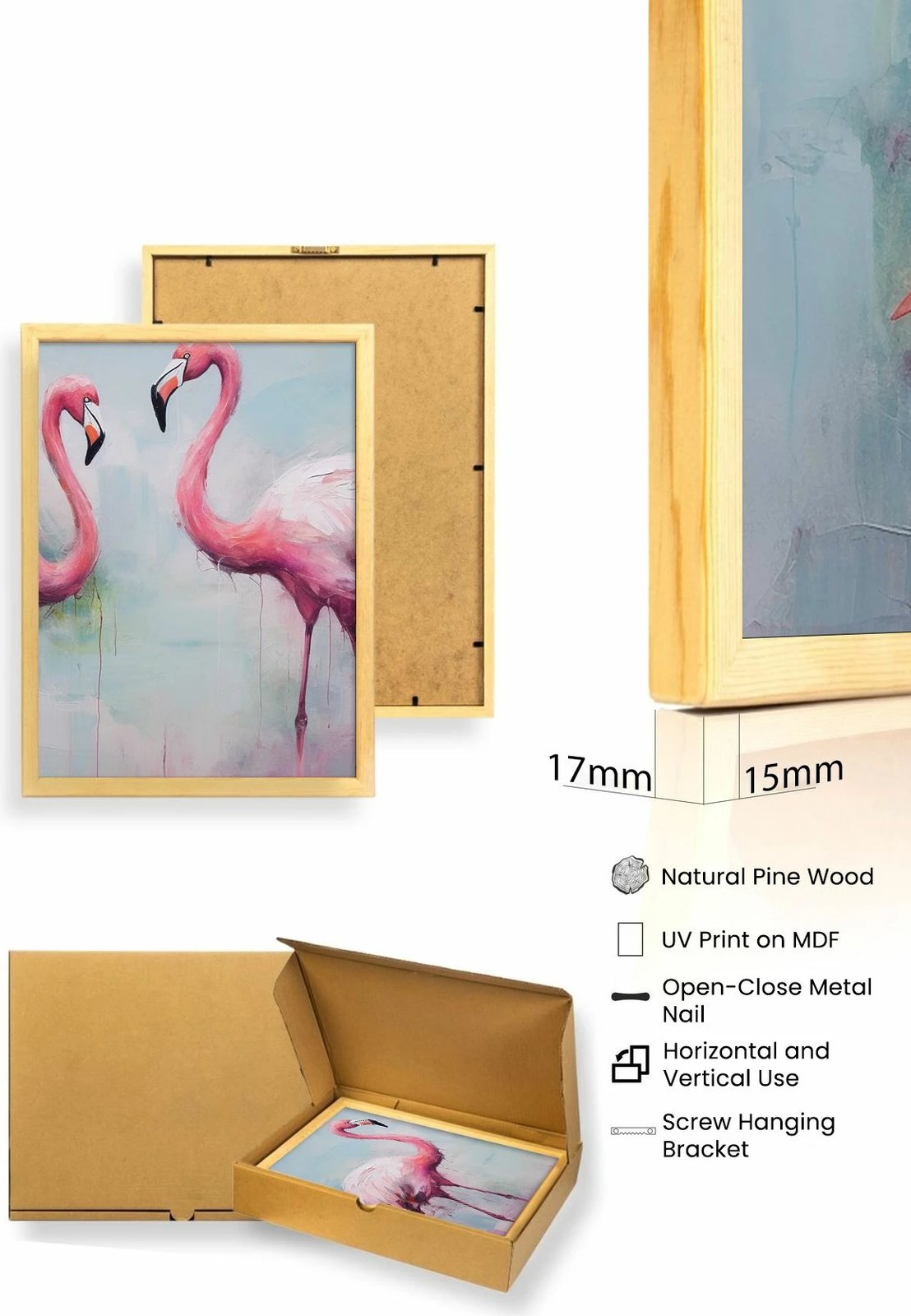 Pikturë dekorative me kornizë MDF (3 copë), Wallity, Huhu475, 50x35cm