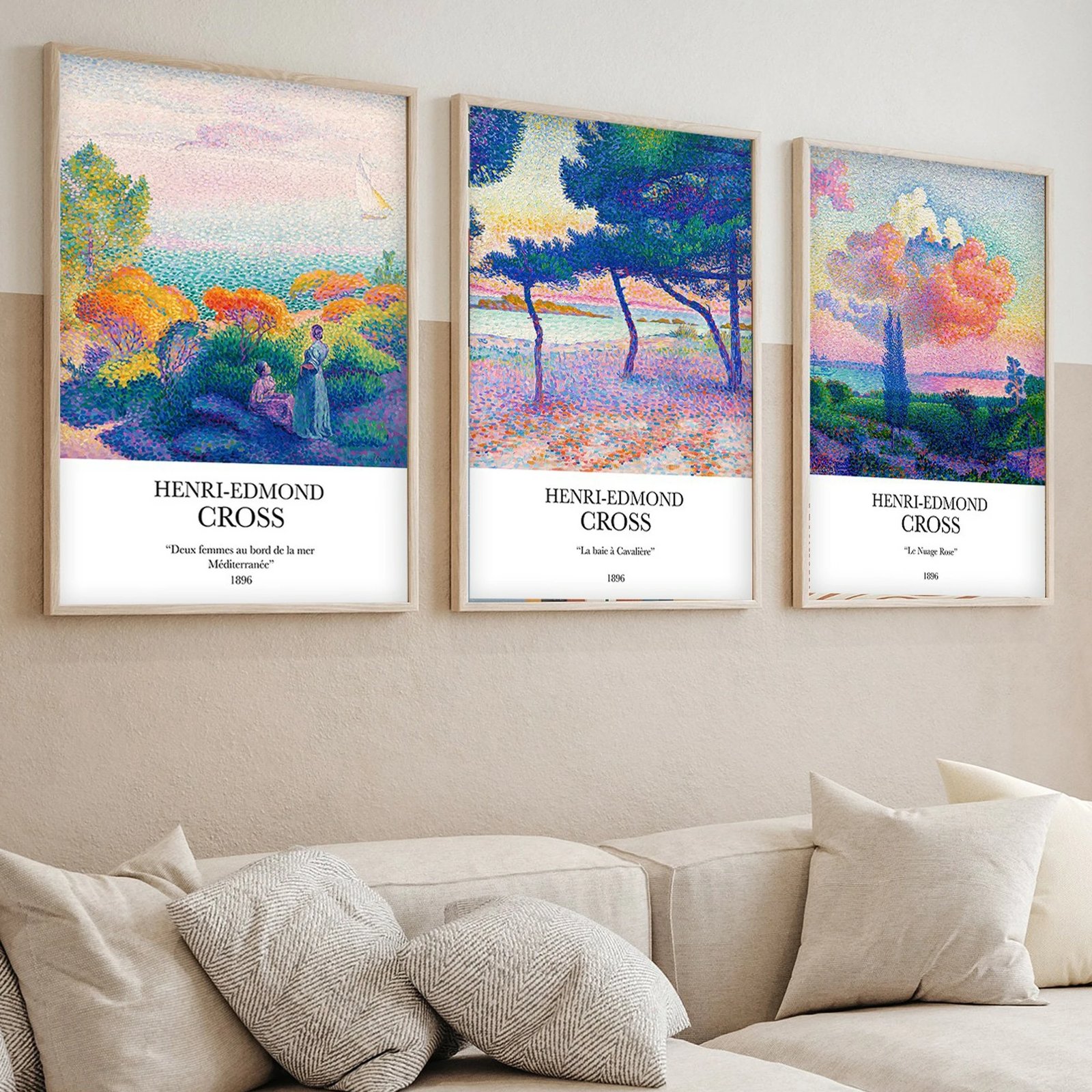 Set pikturash dekorative me kornizë MDF, 3 copë, Wallity, Huhu265, 50x35cm