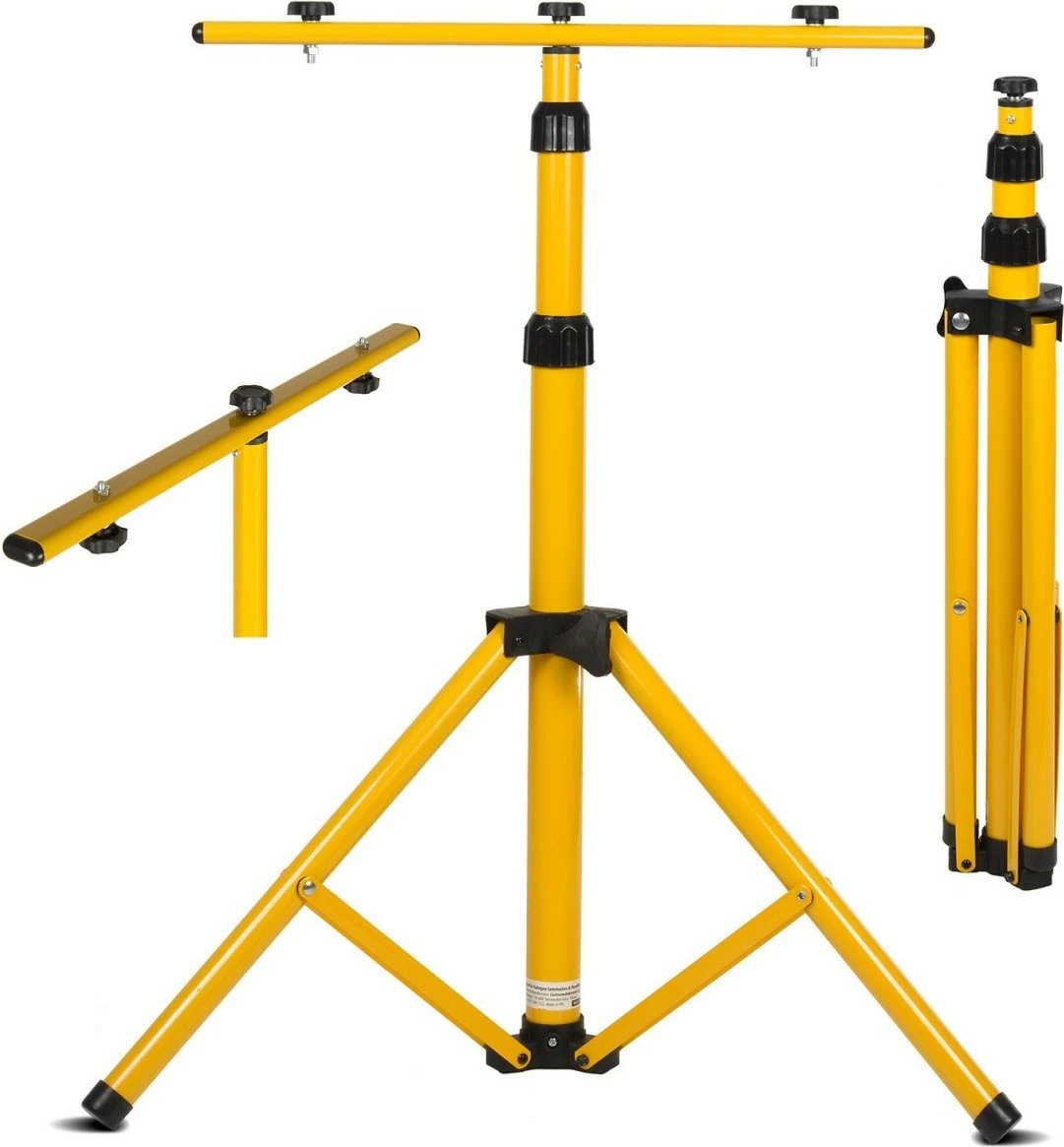 Stativ për reflektorë Maclean MCE583, për dy LED, i palosshëm, i verdhë/zi