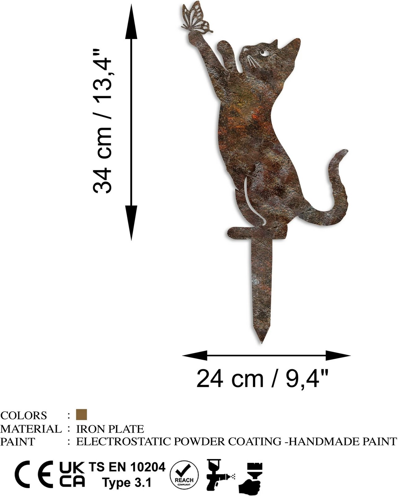 Objekt dekorativ për kopsht, dizajn Aberto, mace, multingjyrëshe, 49x24cm