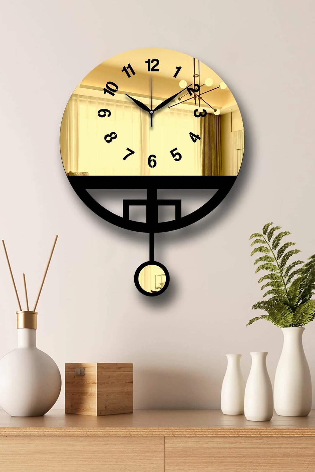 Orë muri dekorative, Wallity, Vlnt108Al, ngjyrë ari dhe e zezë