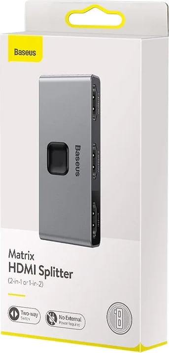 Splitter HDMI Baseus Matrix CAHUB-BC0G, 2x1/1x2, 4K, Gri