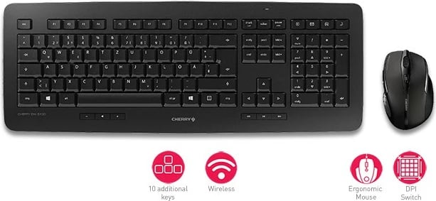 Set tastierë dhe maus Cherry DW 5100, Wireless, RF, i zi