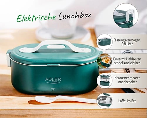 Kuti dreke elektrike, Adler, AD 4505, 0.8L, inox SUS304, 48W, me lugë, e gjelbër