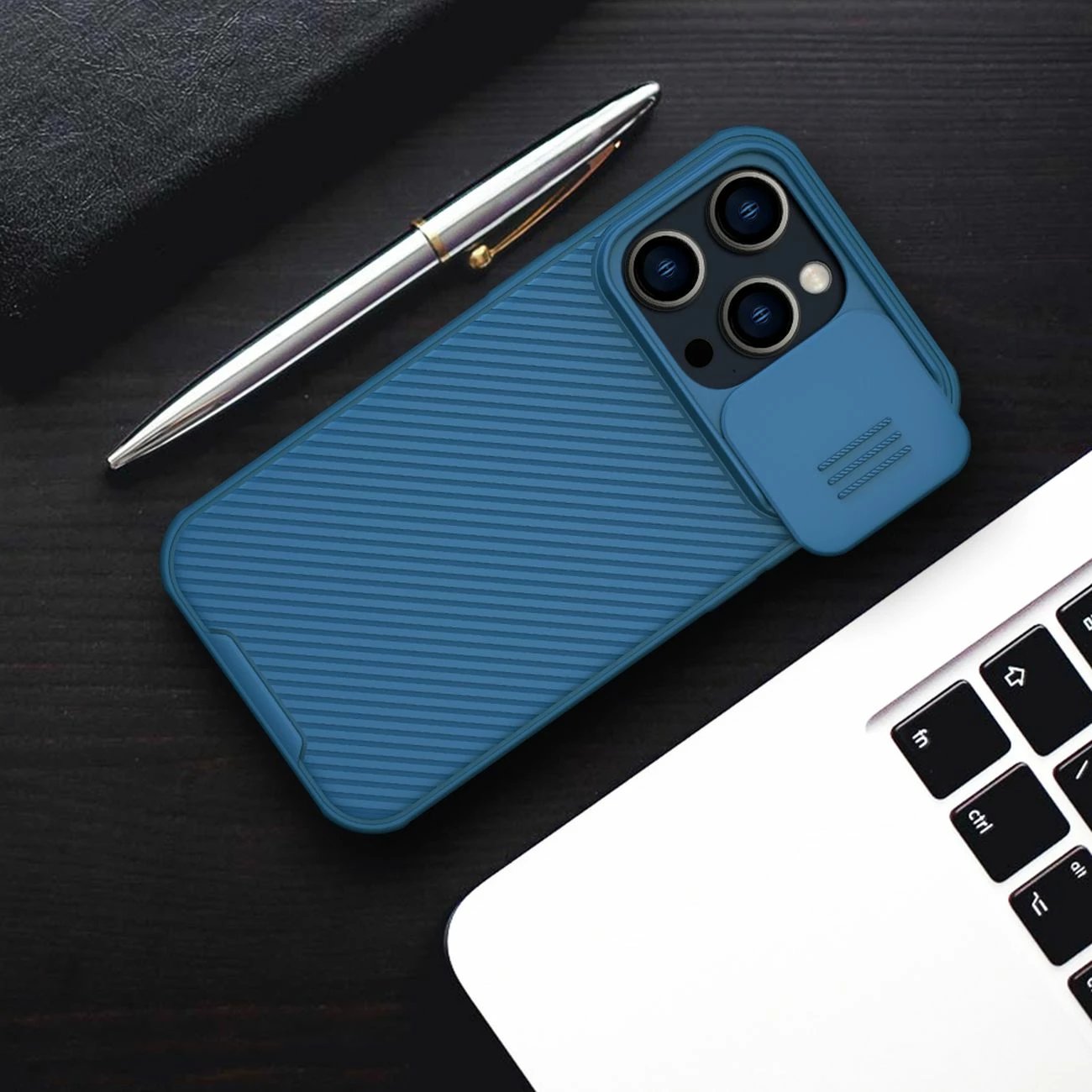 Mbështjellës Nillkin CamShield Pro Magnetic për iPhone 14 Pro Max, MagSafe, mbrojtje kamerës, Blu