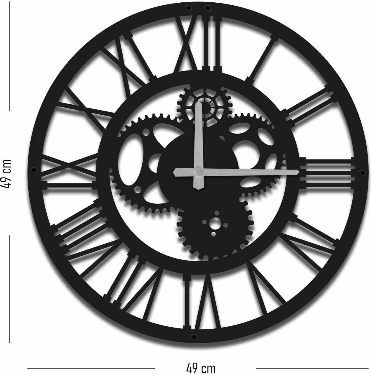Orë muri dekorative metalike, e zezë, Wallity, MTS-001, 49x49cm