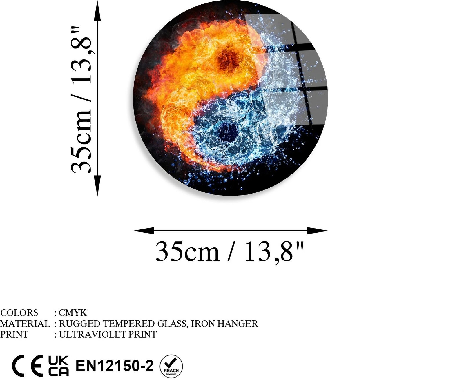 Pikturë dekorative prej xhami të temperuar, Wallity, UV-1142, shumëngjyrëshe, 30cm