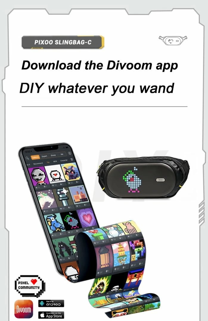 Çantë Me Ekran Led DIVOOM Pixoo slingbag-C