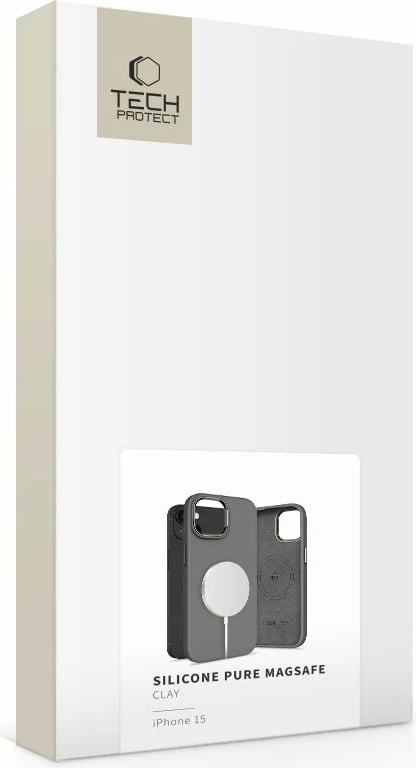 Mbështjellës Tech-Protect Silicone PUZ MagSafe për iPhone 15, Gri