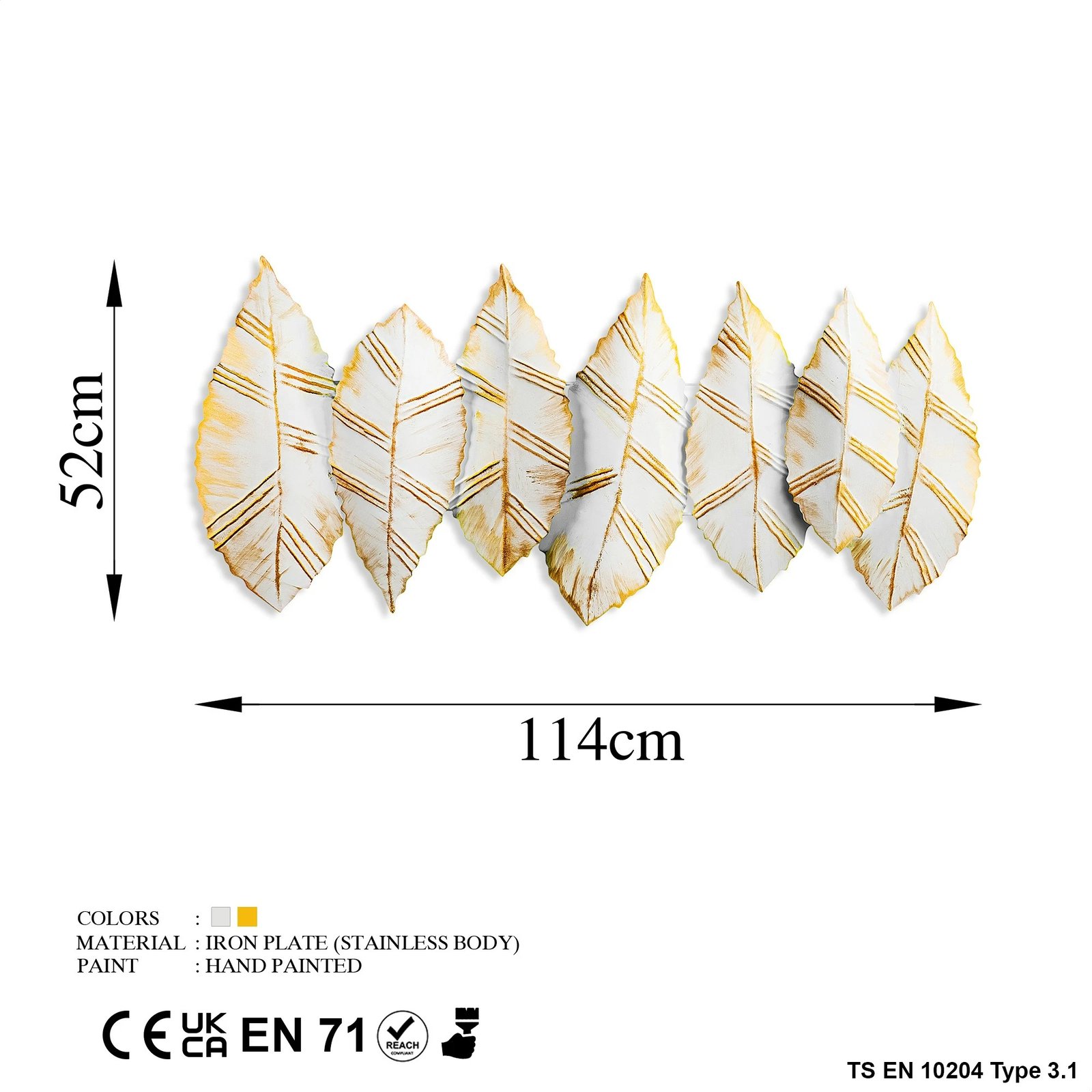 Aksesor dekorativ metalik për mur, Wallity, Hornbeam 3, shumëngjyrësh, 52x114cm