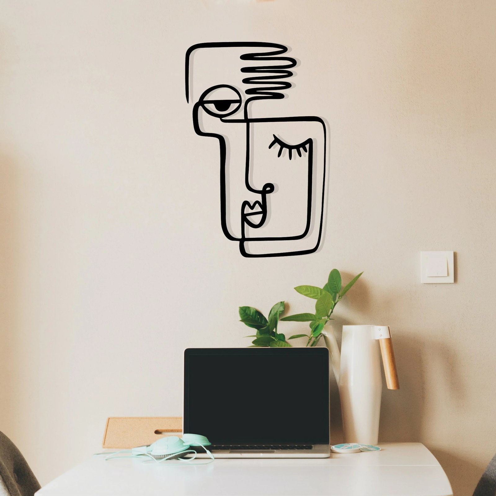 Aksesor dekorativ metalik për mur, Wallity, Cara mia, ngjyrë e zezë, 36x55cm