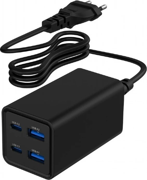 Karikues universal Gembird TA-UC-2A2C-PD65-01-BK, 65W, 2x USB-A, 2x USB-C, i zi