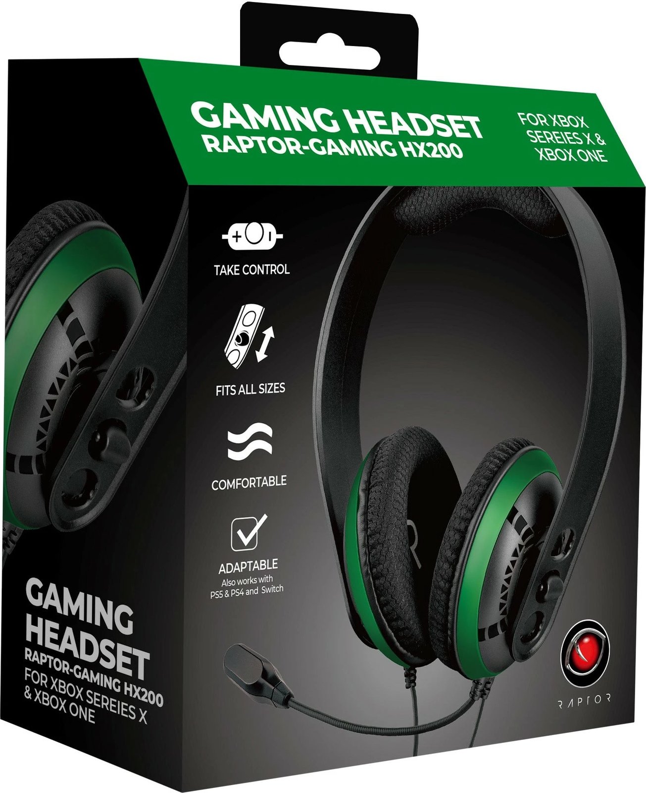 Kufje gaming Raptor HX200 stereo, me mikrofon, jeshile