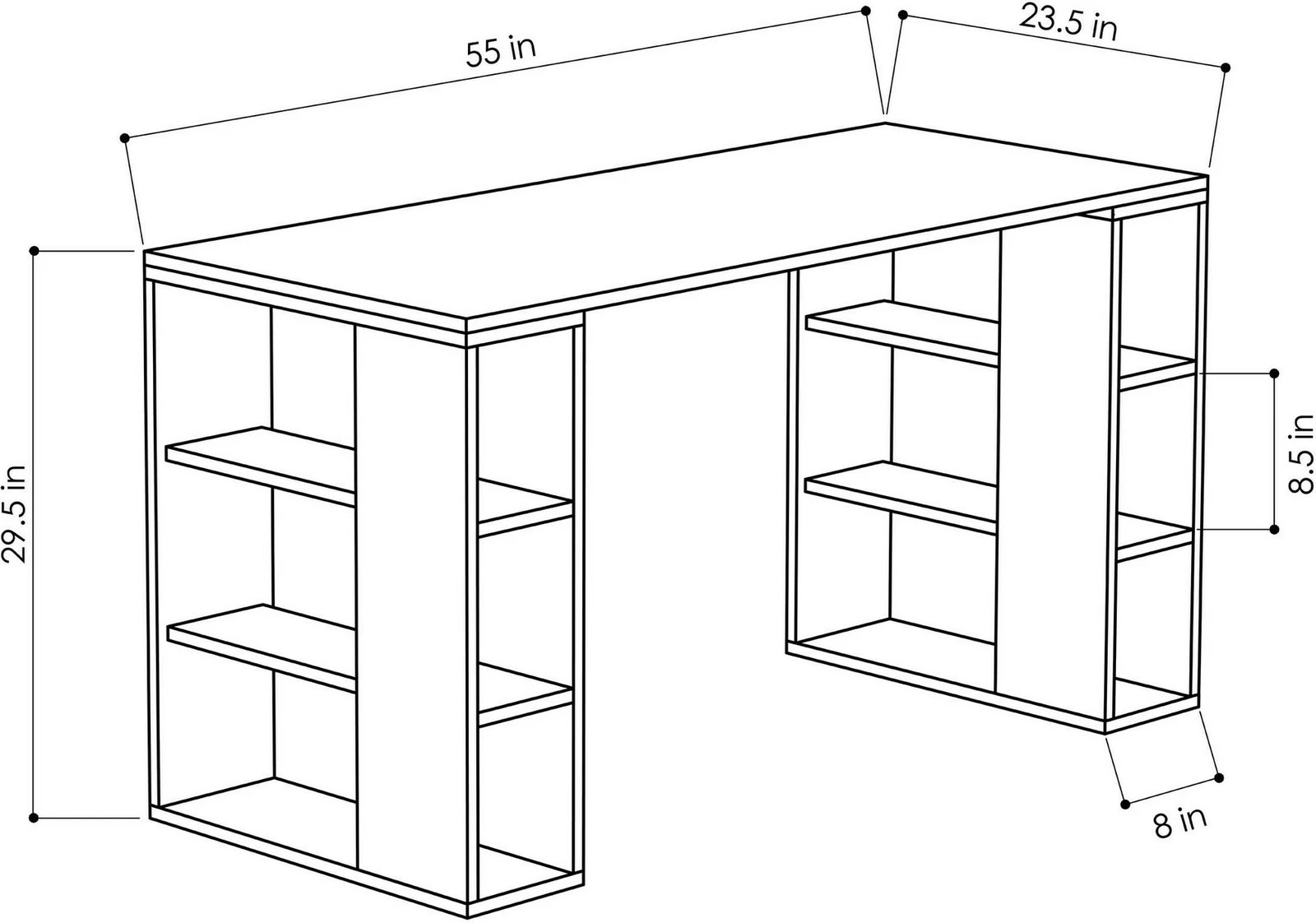 Tavolinë pune/studimi, ngjyrë e bardhë dhe lis, Skye Decor Colmar