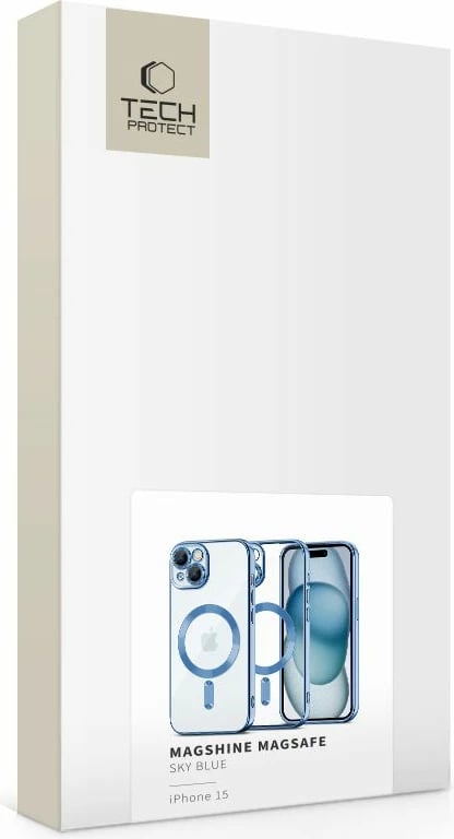 Mbështjellës Tech-Protect MagShine Line MagSafe për iPhone 15, kaltër