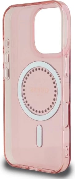 Mbështjellës Guess IML Rhinestones për iPhone 16 Pro Max, MagSafe, Rozë