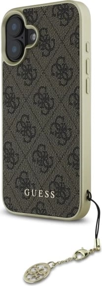 Mbështjellës Guess 4G Charms Collection për iPhone 16 Plus, Kafe