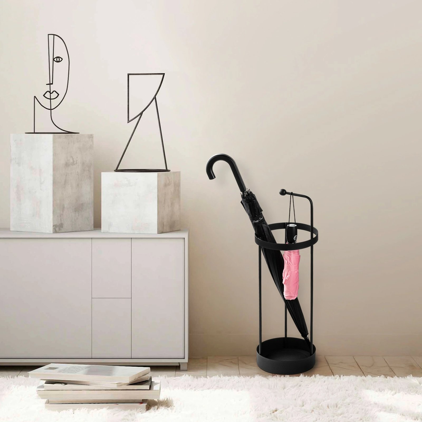 Stendë për ombrella, metalike, ngjyrë e zezë, Evila Originals, 22x22x67cm