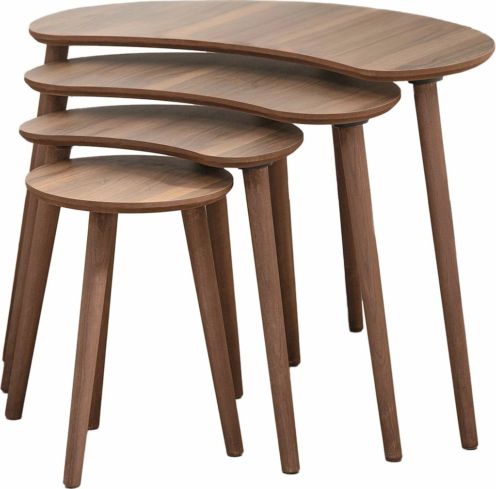 Set tavolinash ndihmëse, 4 copë, ngjyrë arre, Skye Decor, Moon