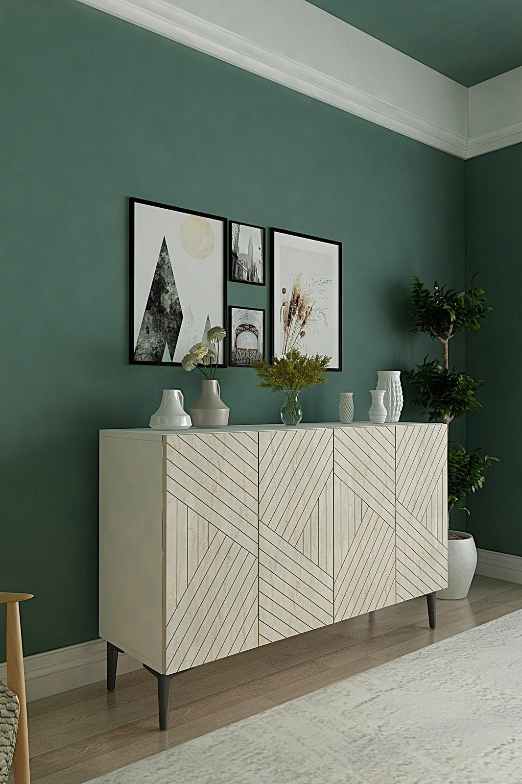 Konsol Skye Decor, Ferro 120, e bardhë, travertin