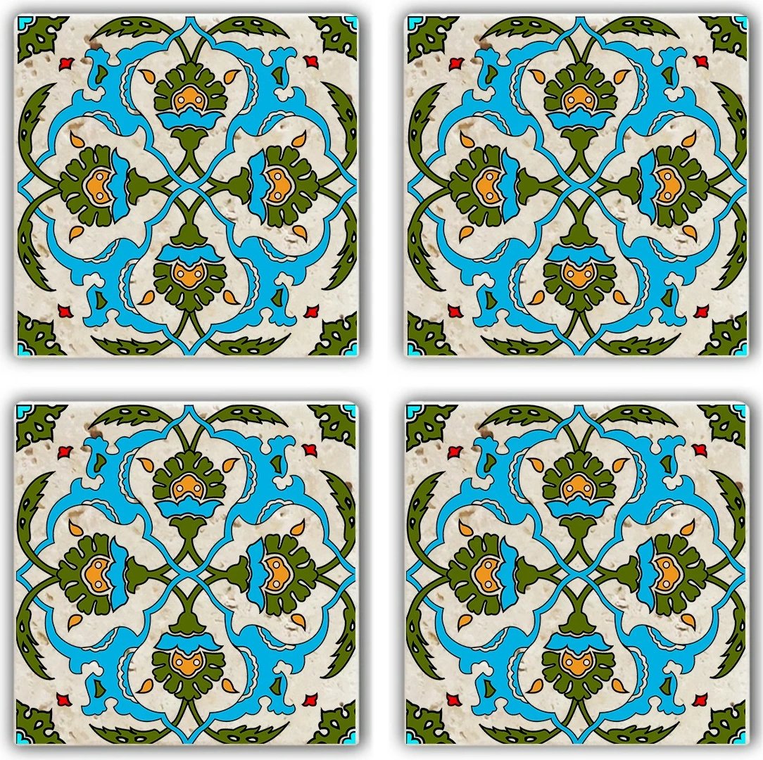 Set nënshimesh qelqi prej guri natyral, shumëngjyrëshe, 4 copë, TAB368883754