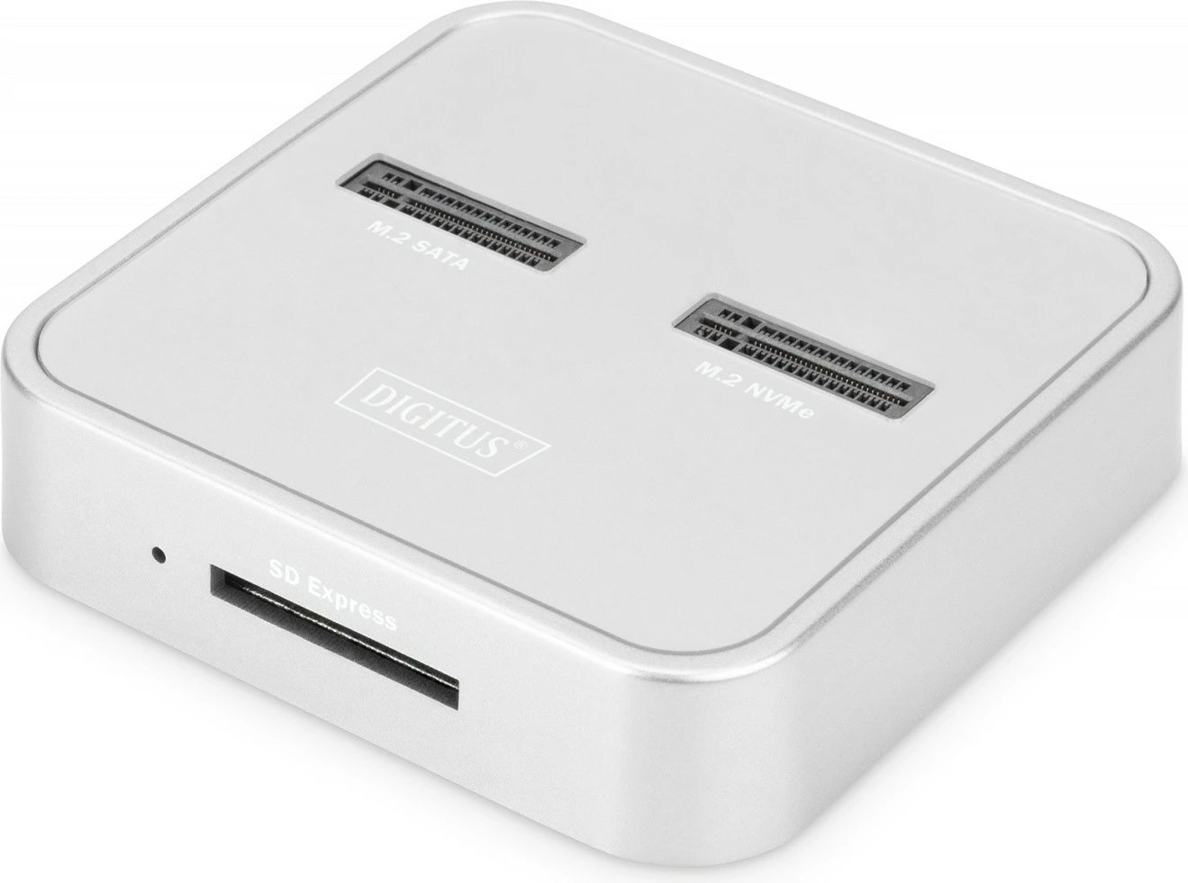 Docking station Digitus DA-71546 për SSD M.2 NVMe/SATA dhe SD-Express, Argjendtë