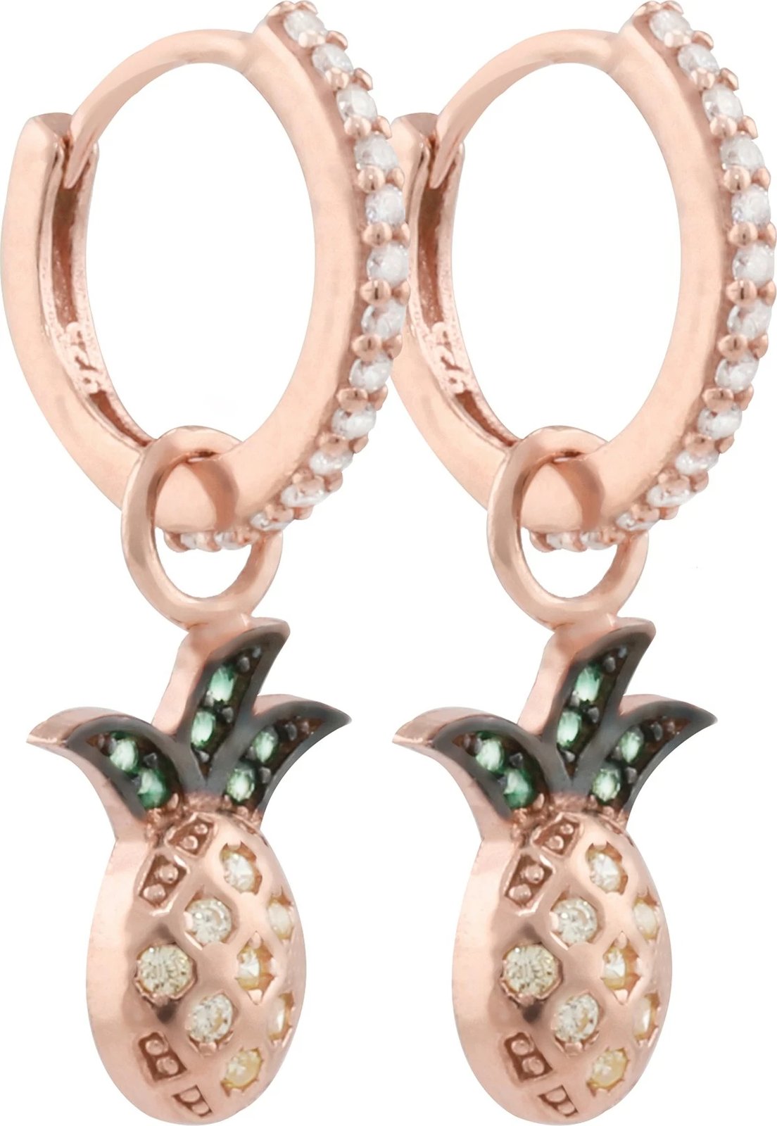 Vathë argjendi ngjyrë rozë gold, model ananas, Jumeon, 10142ANNS