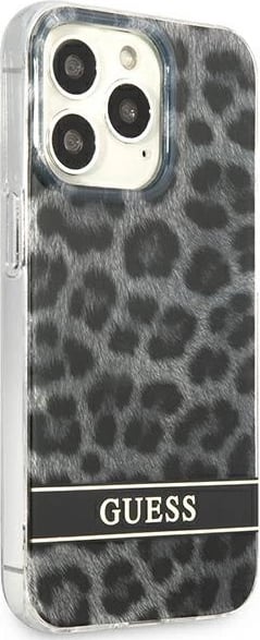 Mbështjellës Guess GUHCP13LHSLEOK për iPhone 13/13 Pro 6.1", hardcase, Leopard, Gri