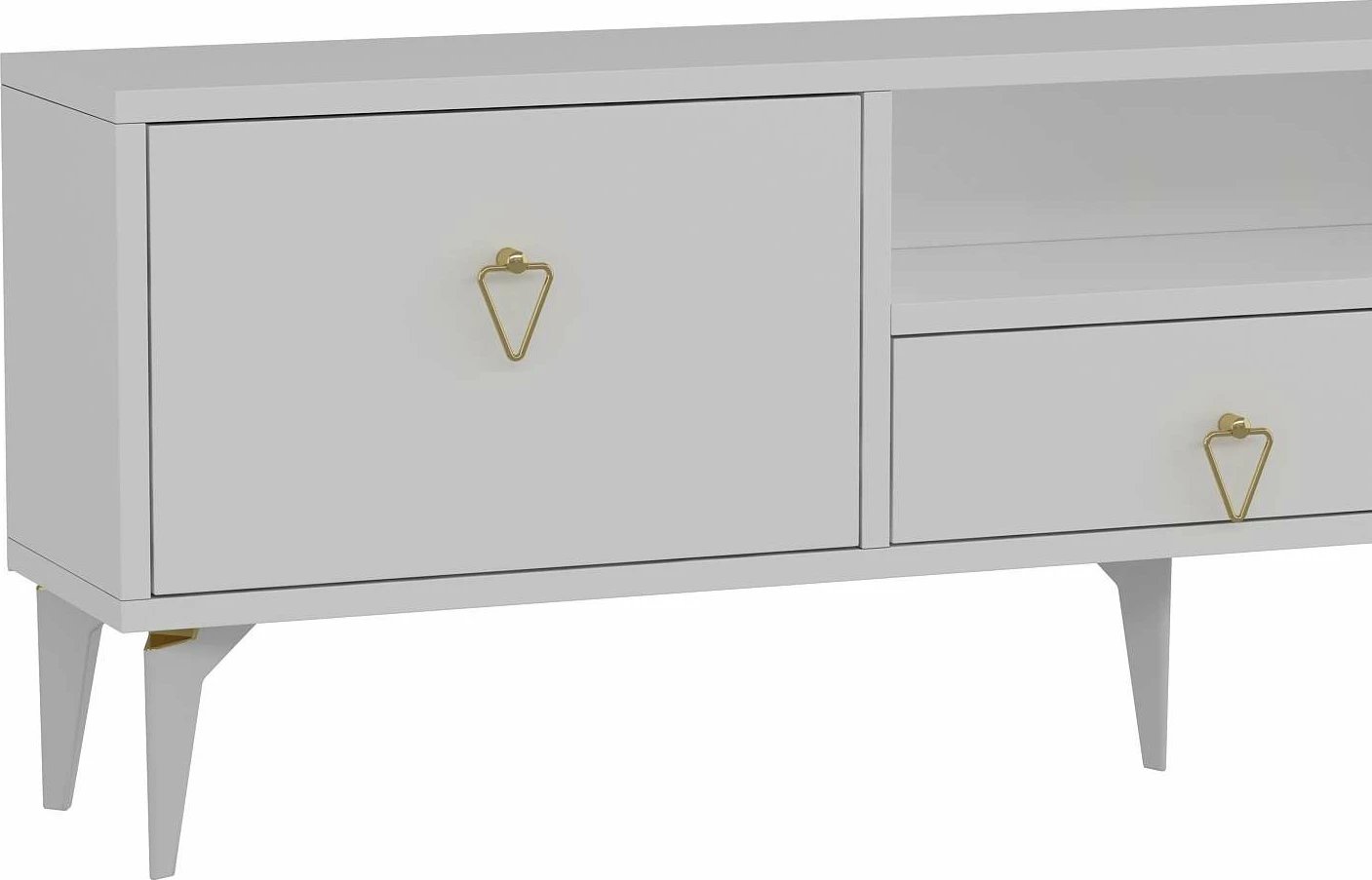 Komodë TV Skye Decor, e bardhë, e artë, 1302-DROP-1