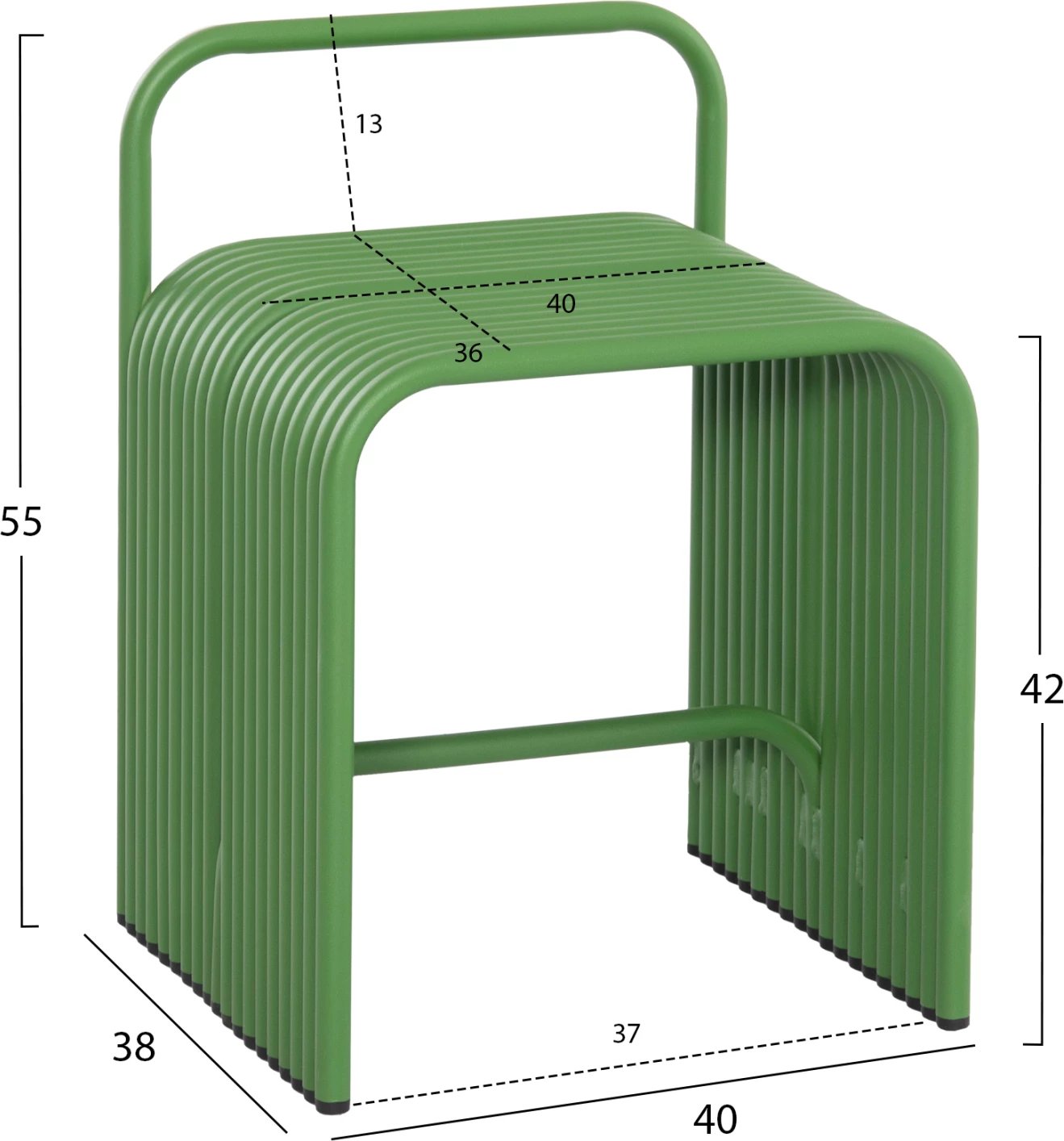 Karrige për bar INTREPID, alumin, ngjyrë e gjelbër, 40x38x55H cm