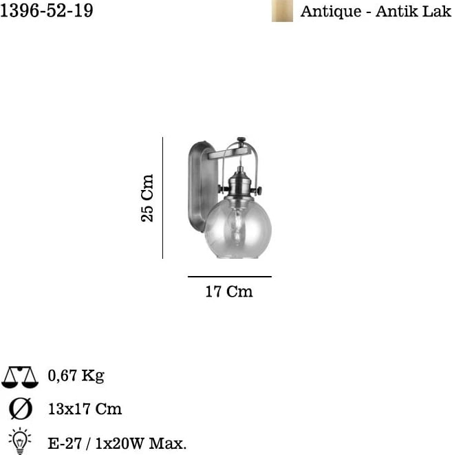 Llambë muri Opviq, Ponte - 52-19, ngjyrë antike
