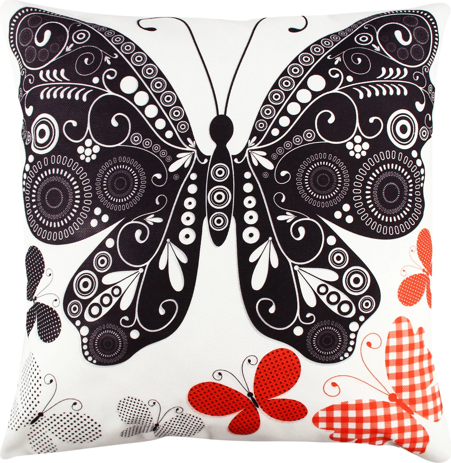 Jastëk dekorativ me flutura, shumëngjyrësh, Evila Originals, A11061, 43x43cm