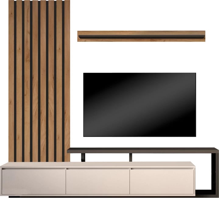 Set për dhomë ndeje melaminë antracit 225x37.6x210cm