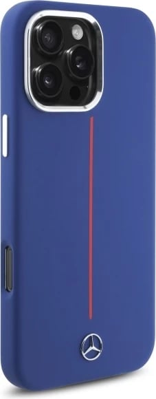 Mbështjellës Mercedes Silicone me vijë të kuqe MagSafe për iPhone 16 Pro Max, Kaltër
