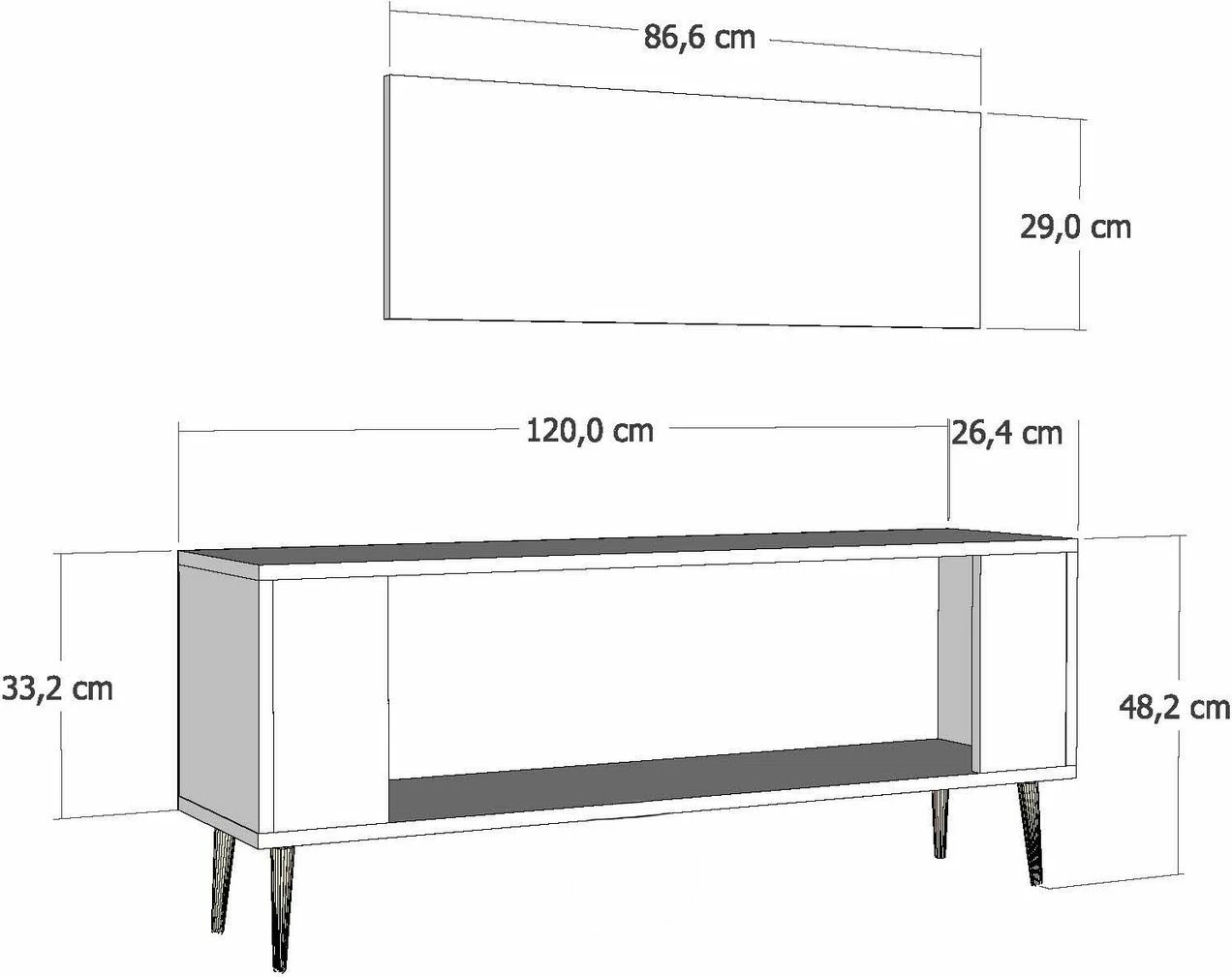 Komodë TV Skye Decor, Retrolp4, antracit, argjend