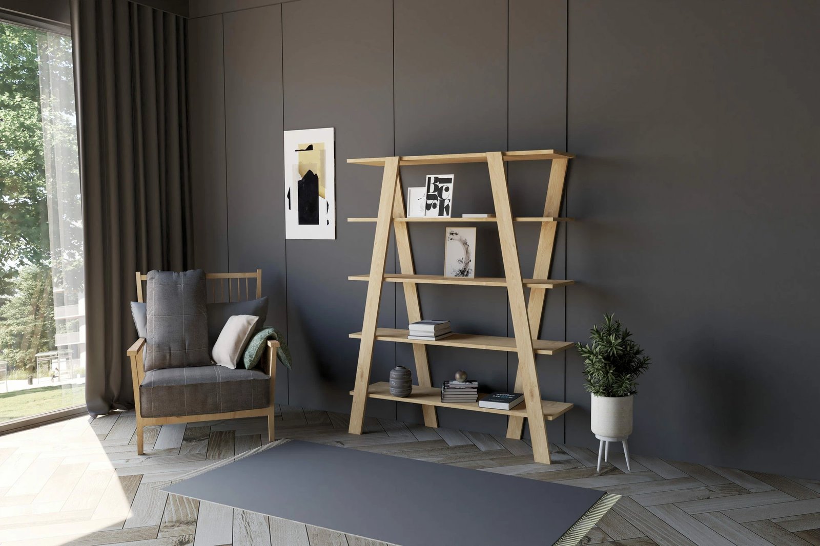 Raft librash Hanah Home, Conde, ngjyrë lis safir