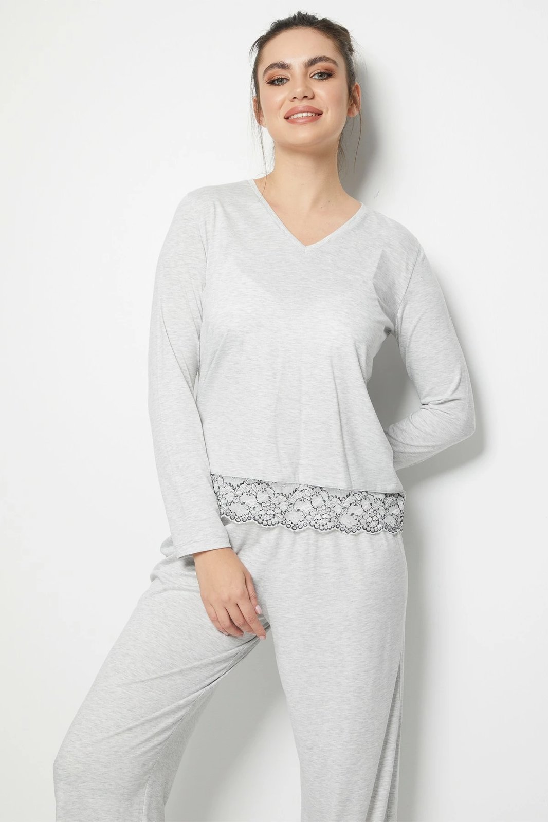 Set pizhamash për gra, Jumeon, 002-000220, gri, marl