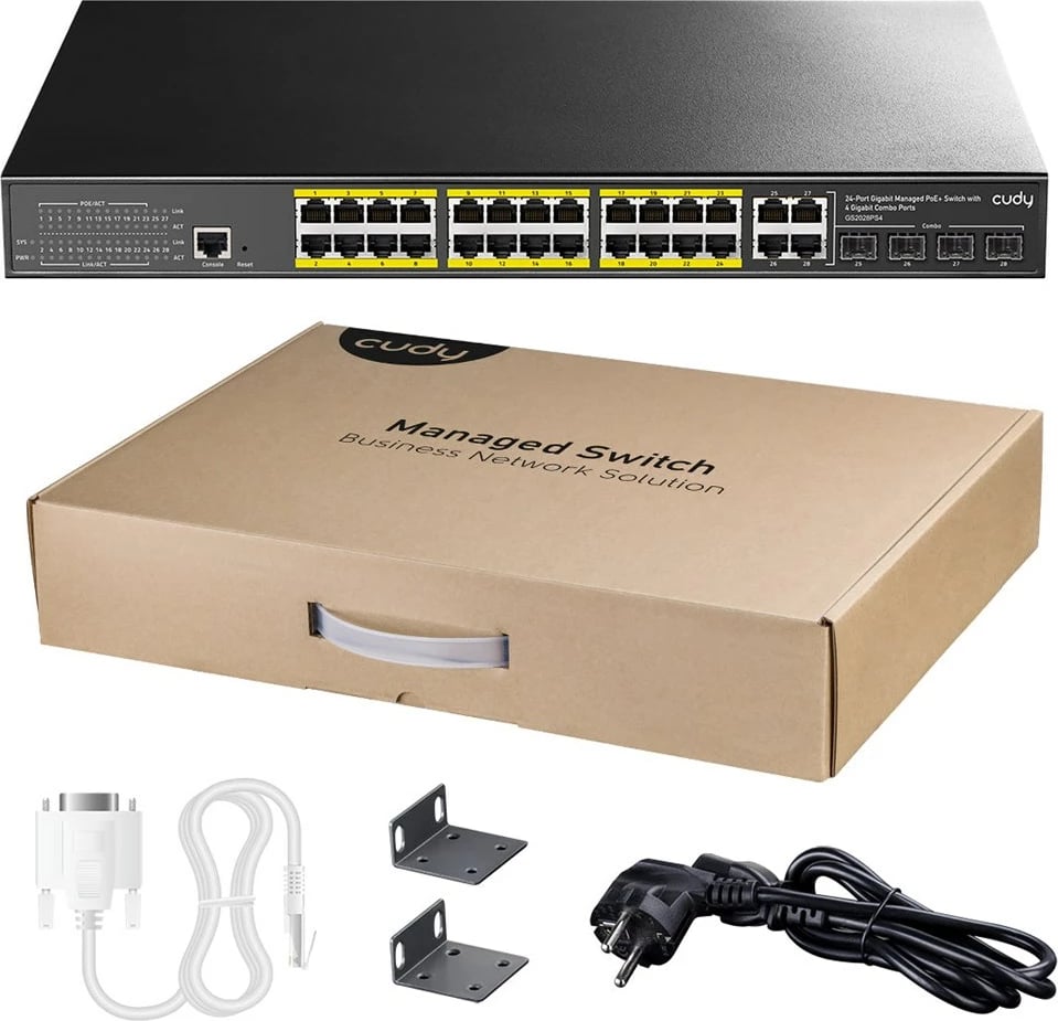 Switch CUDY GS2028PS4-400W, 24 porta Gigabit, 4 SFP, PoE, 1U, i zi