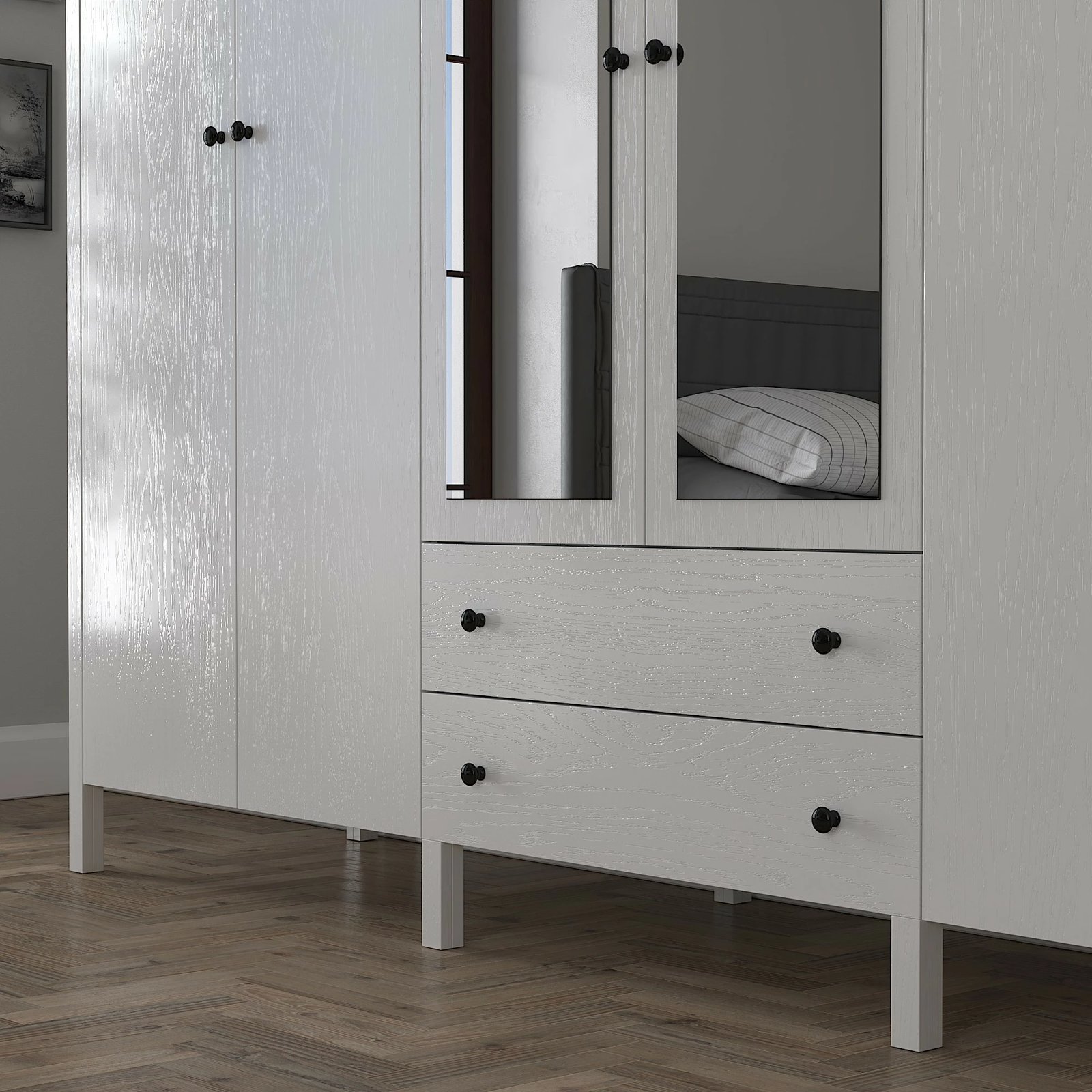 Dollap Hanah Home, FRN-10011, ngjyrë druri dhe e bardhë, 240x195x54 cm