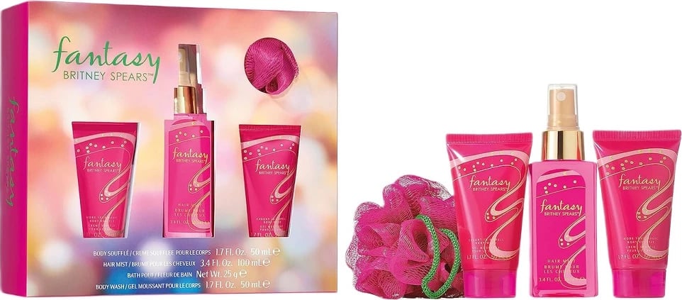 Set për trup Britney Spears Fantasy për femra, 100ml + Body Balm 50ml + Shower Gel 50ml + Washcloth