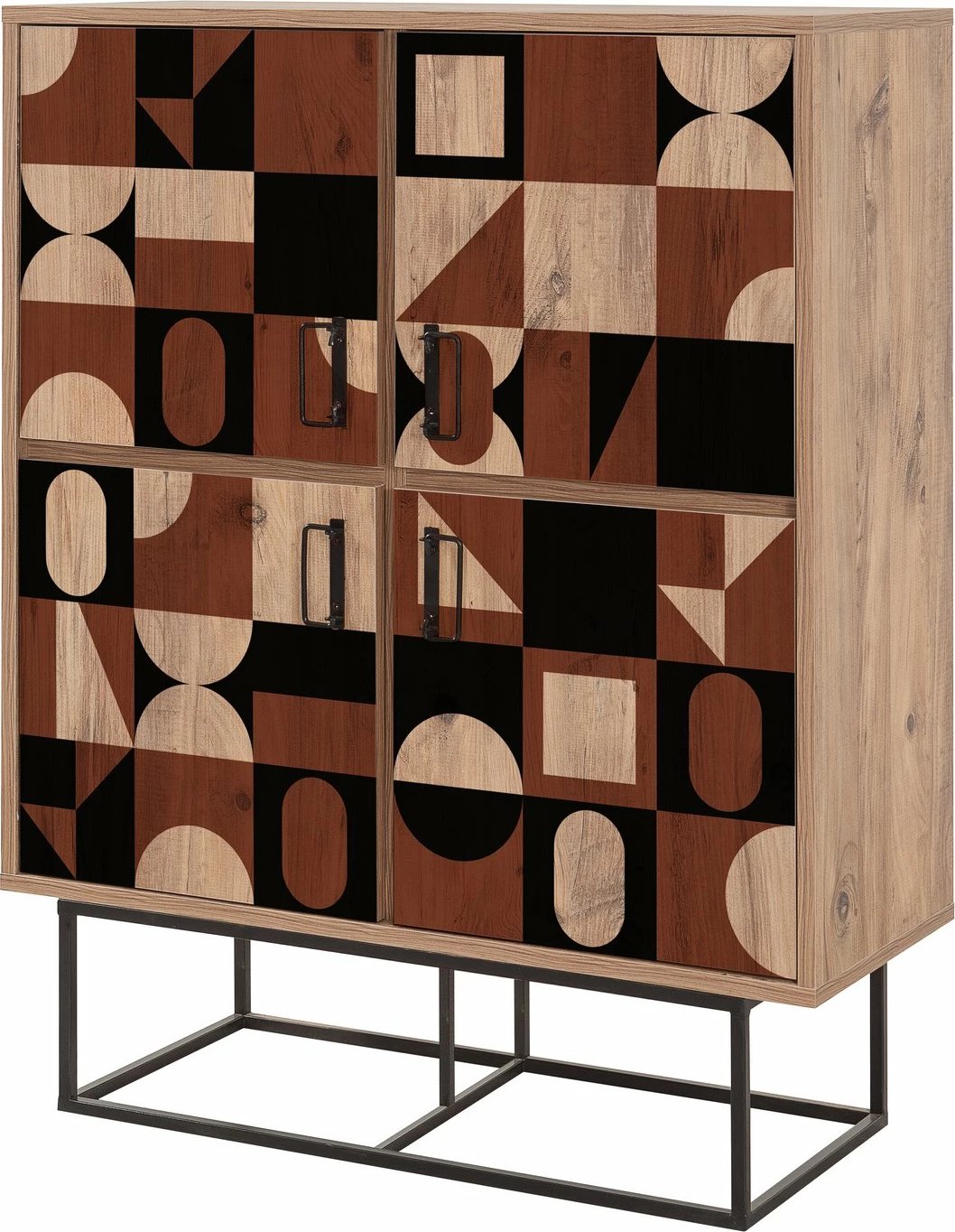 Dollap multifunksional Hanah Home Quantum Solo - Chess, ngjyrë Atlantic Pine, i zi, kafe