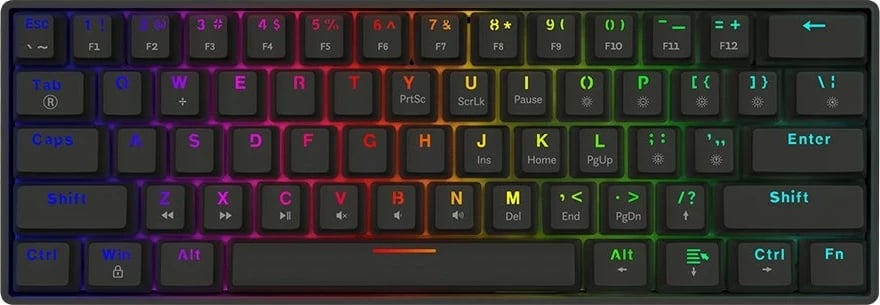 Tastierë mekanike gaming SAVIO BLACKOUT X2 Blue, 60%, RGB, QWERTY US, e zezë