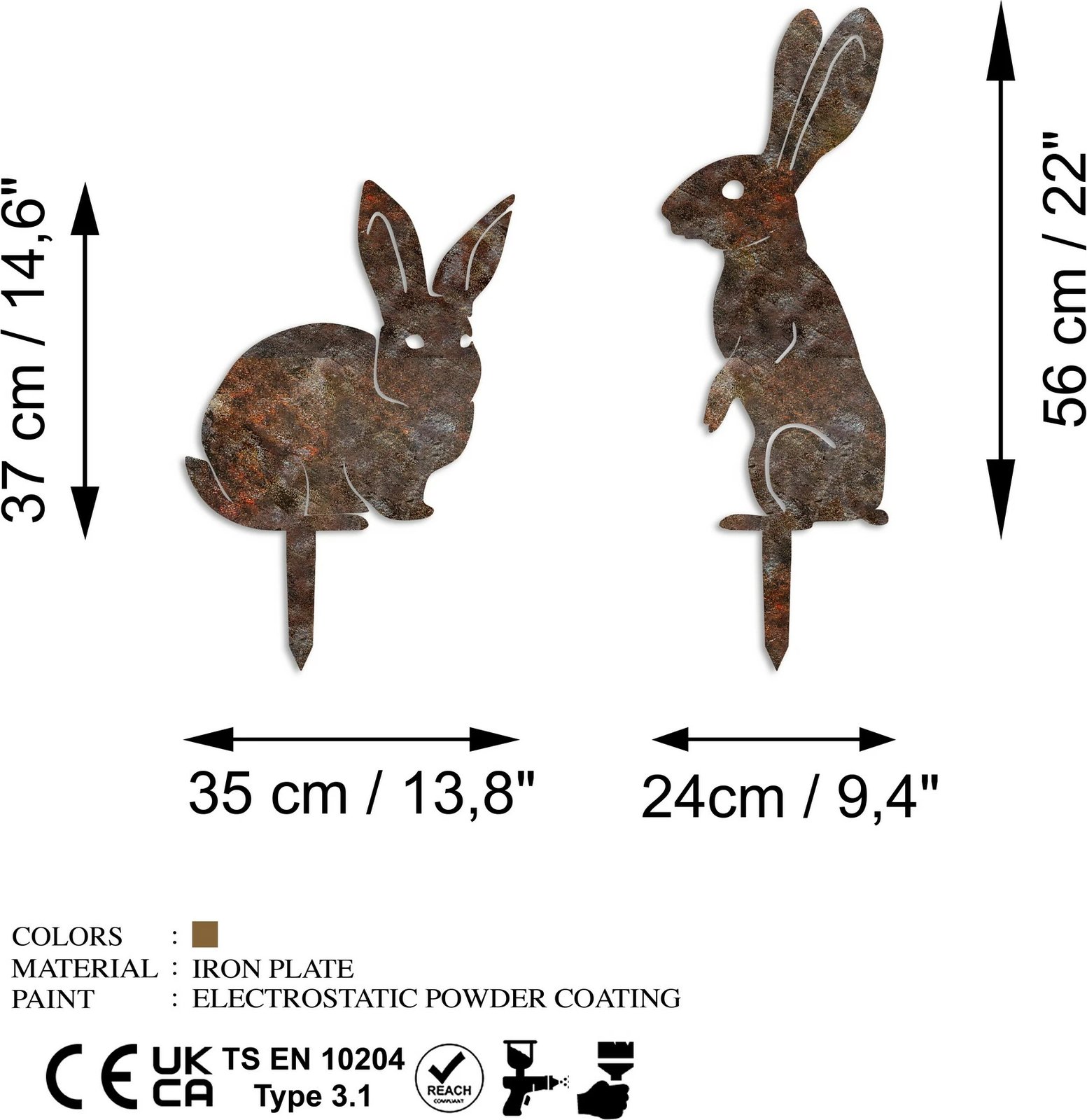Set dekorativ për kopsht, 2 copë, Aberto Design, lepuj -A 01
