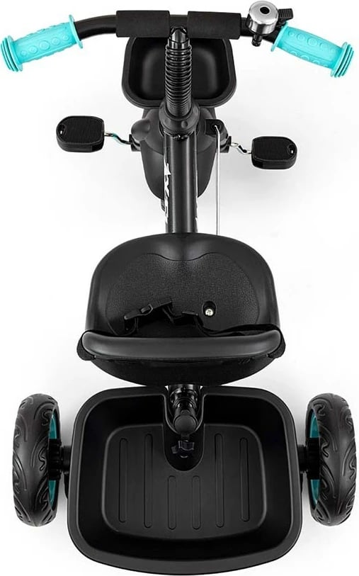 Tricikël fëmijësh me guidë, Milly Mally Axel, kornizë çeliku, rrota EVA, pedale me bllokim, 1-3 vjeç, e zezë