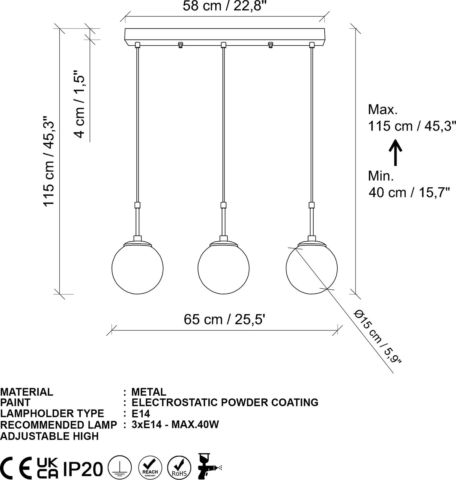 Llambë tavani Opviq, Orbital, ngjyrë ari, 65x15x115cm