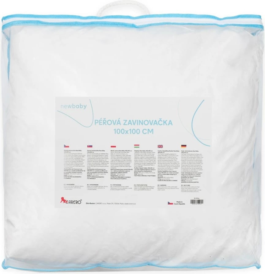 Batanije mbështjellëse për bebe, NEW BABY Dragon, 100x100 cm, mbushje pupla 80/20 (0.6 kg), pambuk cambric, e bardhë